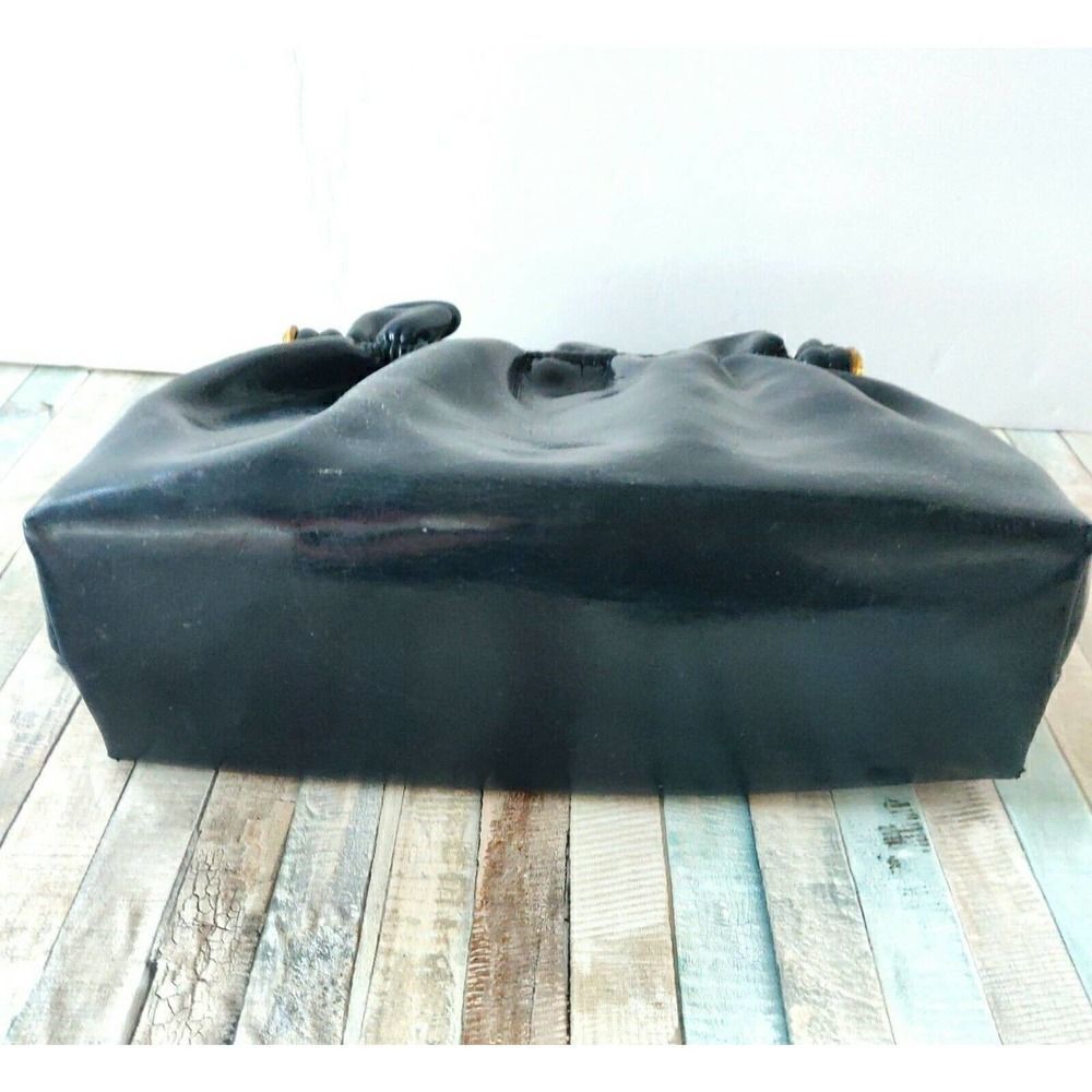 ROOMY VINTAGE NAVY BLUE SOFT VINYL FRAMED POCKETBOOK BAG HANDBAG PURSE - Picture 10 of 12